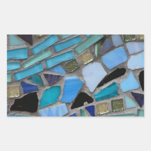 Mosaikfliesen aus blau und grün rechteckiger aufkleber