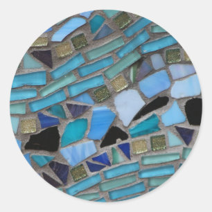 Mosaikfliesen aus blau und grün runder aufkleber