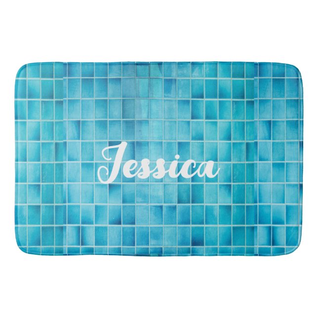 Mosaikfliesen aus blauem Glas Badematte (Vorderseite)