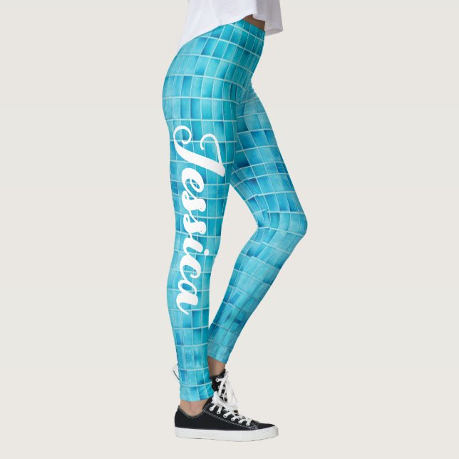 Mosaikfliesen aus blauem Glas Leggings (Rechts)