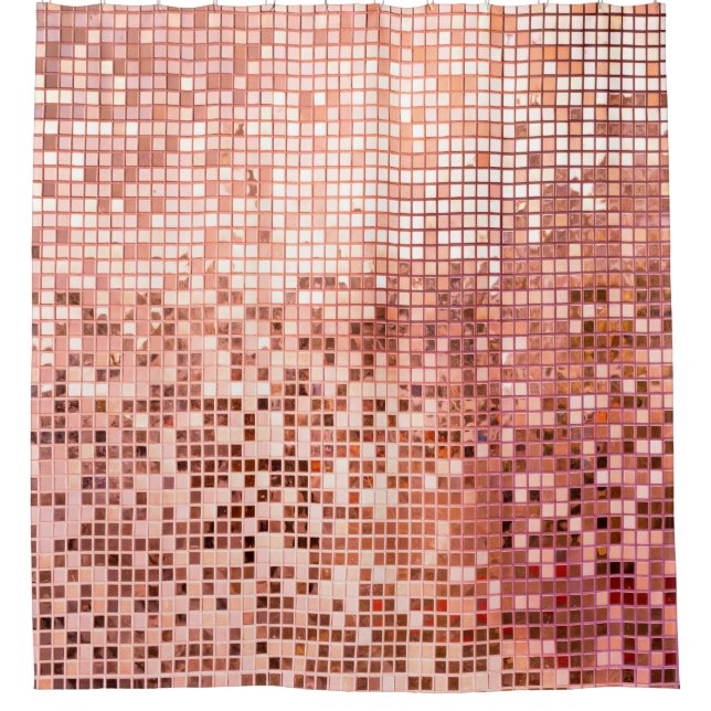 Mosaikfliesen aus rosa Rosa Duschvorhang (Vorderseite)