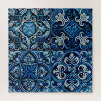 Mosaikfliesen der blauen Marine. Abstraktes Blumen