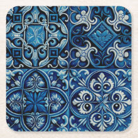 Mosaikfliesen der blauen Marine. Abstraktes Blumen