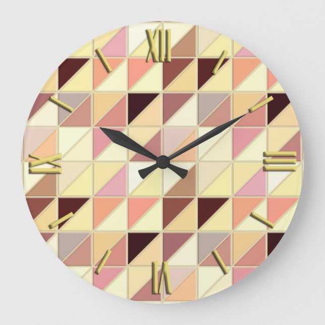 Mosaikfliesen - Gelb-, Gold- und Erdtöne Große Wanduhr (Vorderseite)