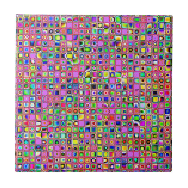 Mosaikfliesen-Muster in warmen Rosa- und Regenboge Fliese (Vorderseite)