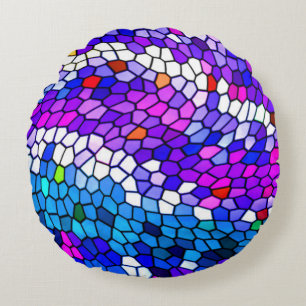 Mosaikfliesen Muster Lila Blau Rosa Rundkissen Rundes Kissen