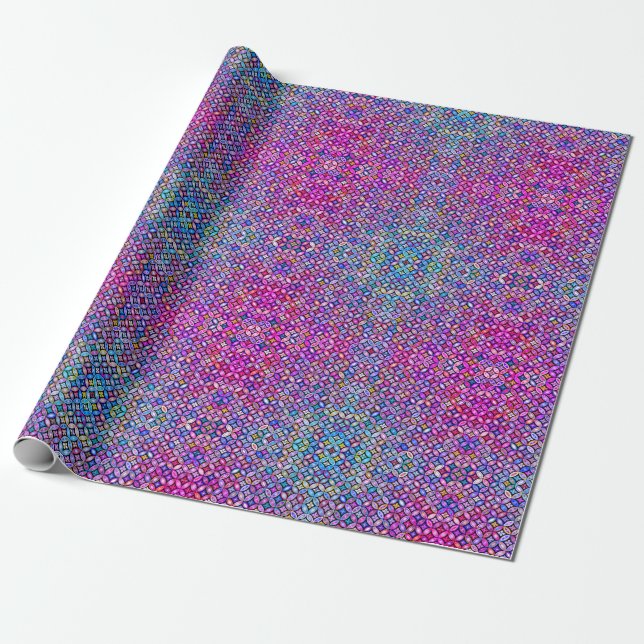 Mosaikfliesen Muster Lila und Blau Grün Boho Geschenkpapier (Ungerollt)