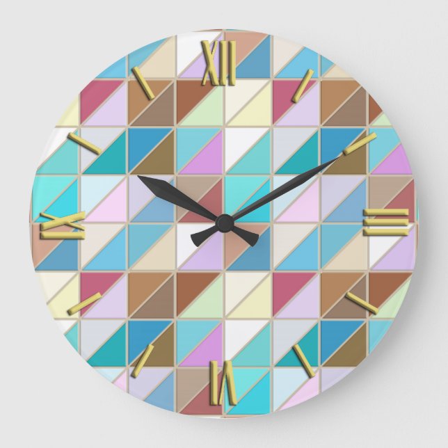Mosaikfliesen - Pastelle und Erdtönen Große Wanduhr (Vorderseite)