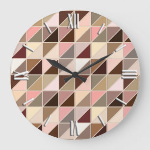 Mosaikfliesen - Taupe, Korallen, Neutrale Große Wanduhr