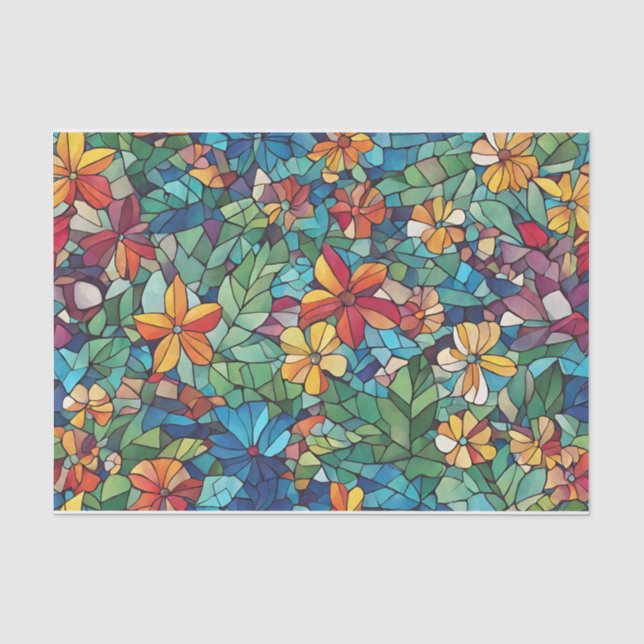 Mosaikgarten Blume und Blätter Seidenpapier (Vorderseite)