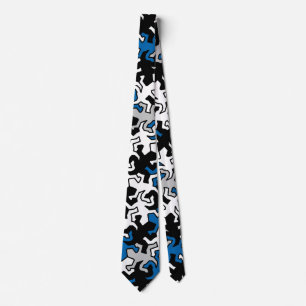 Mosaikgeckos-Muster - blaues Schwarz-weißes Grau Krawatte