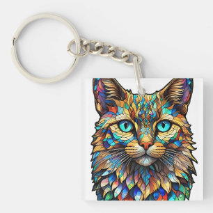 Mosaikgestanztes Glas Multicolor Katze 760 Schlüsselanhänger