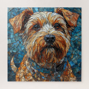 Mosaikhund in lebendigem Buntglas-Stil Kunst