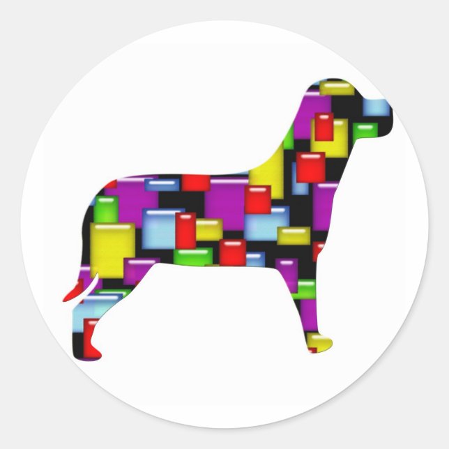 Mosaikhund Runder Aufkleber (Vorderseite)