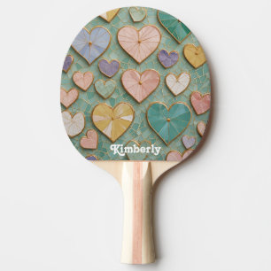 Mosaikische Liebe: Pastel Hearts Tischtennis Schläger