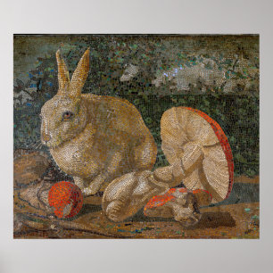 Mosaikkaninchen und Pilznatur Vintag Poster