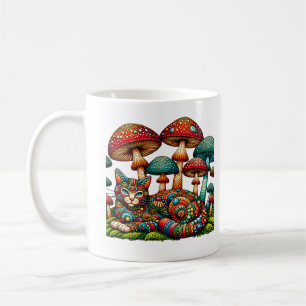 Mosaikkatze in Pilzen Kaffeetasse