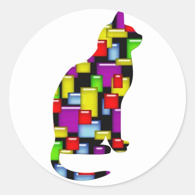 Mosaikkatze Runder Aufkleber (Vorderseite)