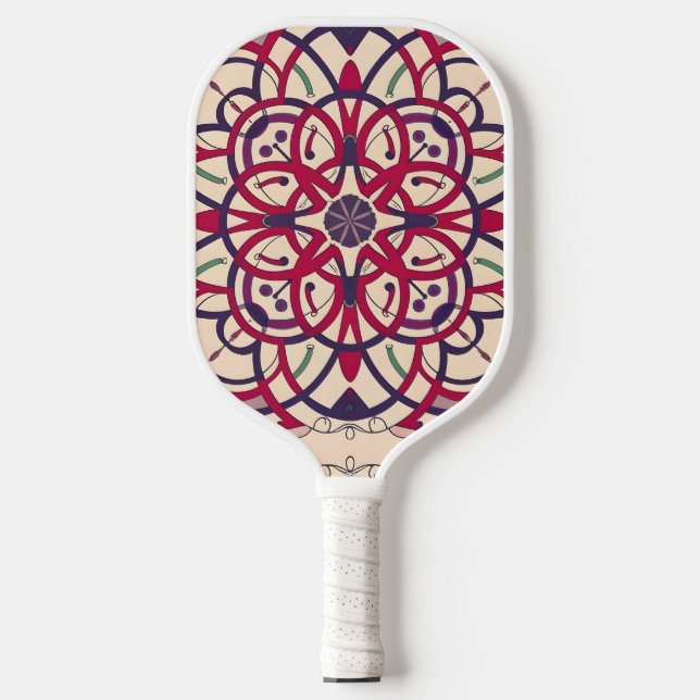 Mosaikkirsche, Mandala-Muster Pickleball Schläger (Vorderseite)