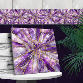 Mosaikkunst - Amethyst und Gold Fliese