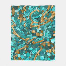 Mosaikkunst aus Kies - Smaragd und Gold Fleecedecke