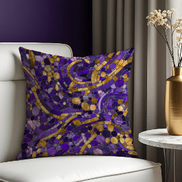 Mosaikkunst aus Kieselsteinen - Amethyst und Gold Kissen