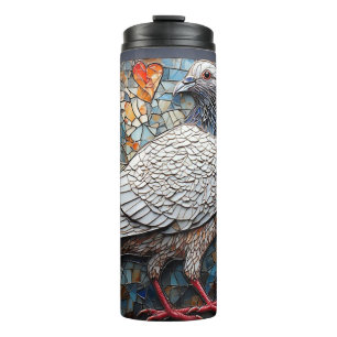 Mosaikkunst einer Taube mit Herzstücken Thermosbecher