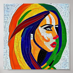Mosaikkunst Frau Poster
