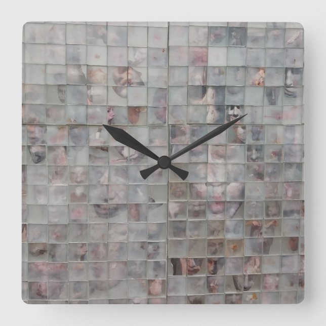 Mosaikkunst Quadratische Wanduhr (Vorderseite)