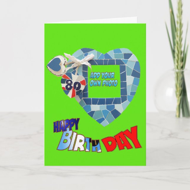 Mosaikkunstkust am 80. Geburtstag. Grußkarte Karte (Vorderseite)