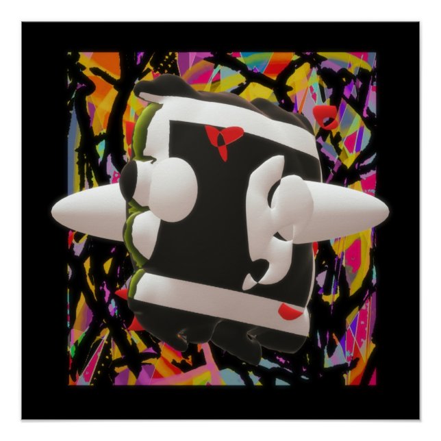 Mosaikkunstwerk, schwarz gerahmtes Poster (Vorderseite)