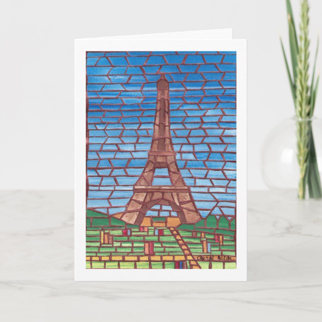 Mosaikmalerei auf Eiffelturm-Grußkarten Karte (Vorderseite)