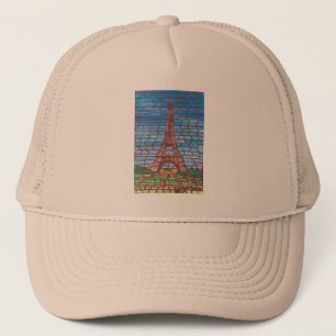 Mosaikmalerei auf Eiffelturm Trucker Hats Truckerkappe