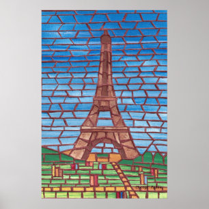 Mosaikmalerei auf Eiffelturmpostern Poster