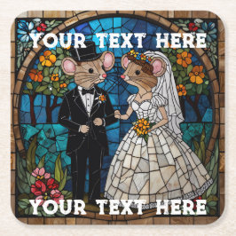 Mosaikmäuse Hochzeitskuppel verklebte Glaswirkung. Rechteckiger Pappuntersetzer
