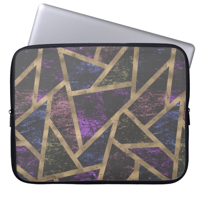 Mosaikmuster aus lila und Goldmosaik Laptopschutzhülle (Vorderseite)