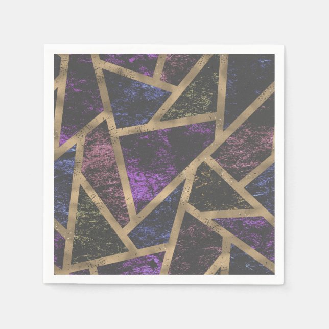 Mosaikmuster aus lila und Goldmosaik Serviette (Vorderseite)