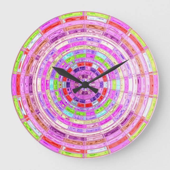 Mosaikmuster aus verkettetem Glas #4 Große Wanduhr (Vorderseite)