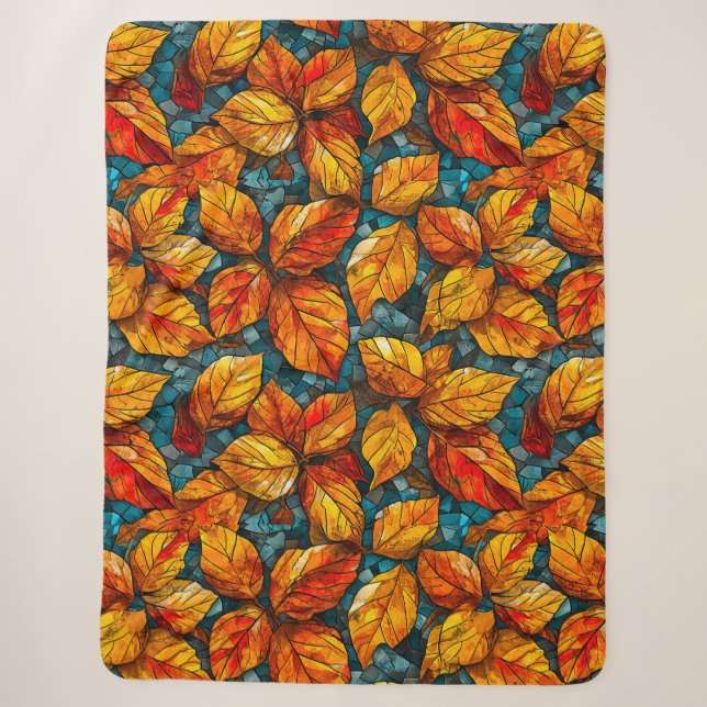 Mosaikmuster im Herbst Sherpadecke (Vorderseite)