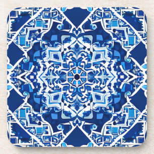 Mosaikmuster in Indigo und Cobalt Blue Getränkeuntersetzer
