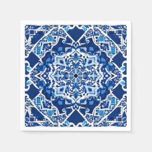 Mosaikmuster in Indigo und Cobalt Blue Serviette