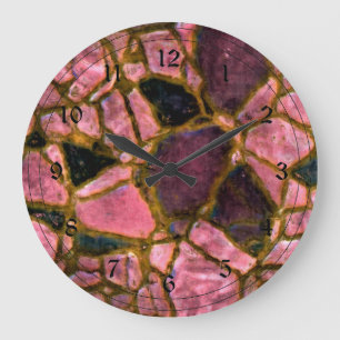 Mosaikmuster in lila Pflaumen Große Wanduhr