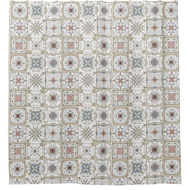 Mosaikmusterfliese Duschvorhang (Vorderseite)