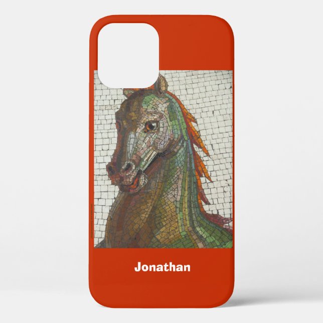 Mosaikpferd, Orange, Name, Case-Mate iPhone Hülle (Rückseite)
