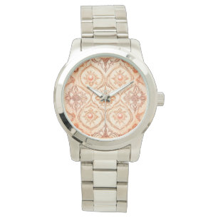 Mosaikpfirsich mit Perlendesign Art, Women Armbanduhr