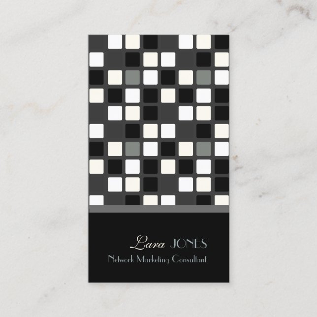 Mosaikquadrate Tilgung schwarz + weiß monochrom Visitenkarte (Vorderseite)