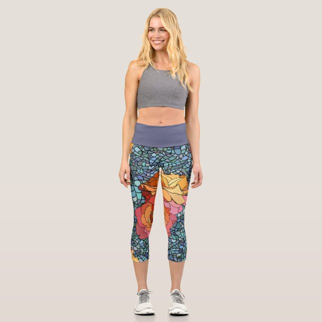 Mosaikrosen Capri Leggings (Vorderseite)