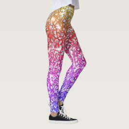 Mosaikschichten in grob orange bis lila und funkel leggings