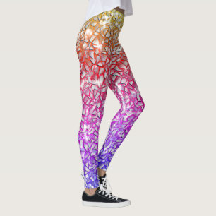 Mosaikschichten in grob orange bis lila und funkel leggings