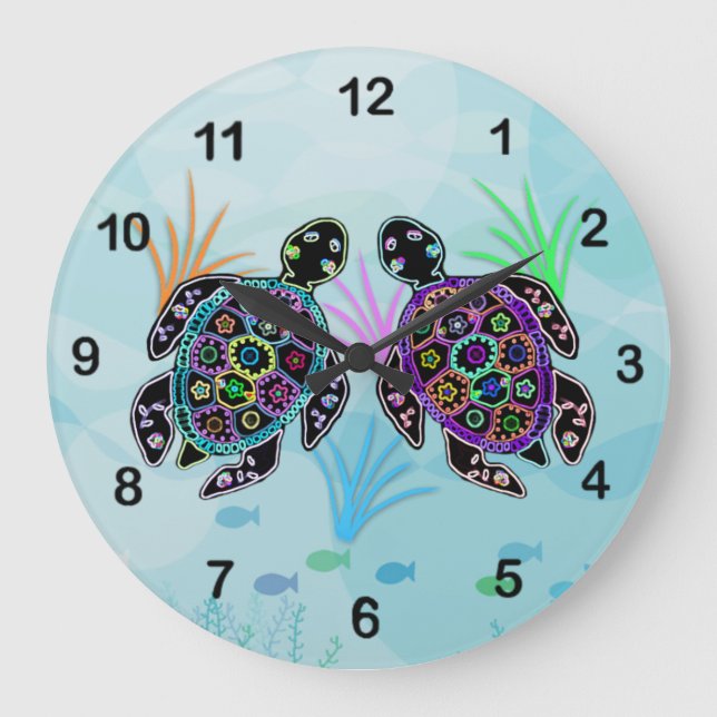 Mosaikschildkrötenuhr Große Wanduhr (Vorderseite)